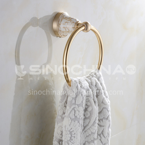 Bathroom champagne gold space aluminum ceramic base towel ring9205